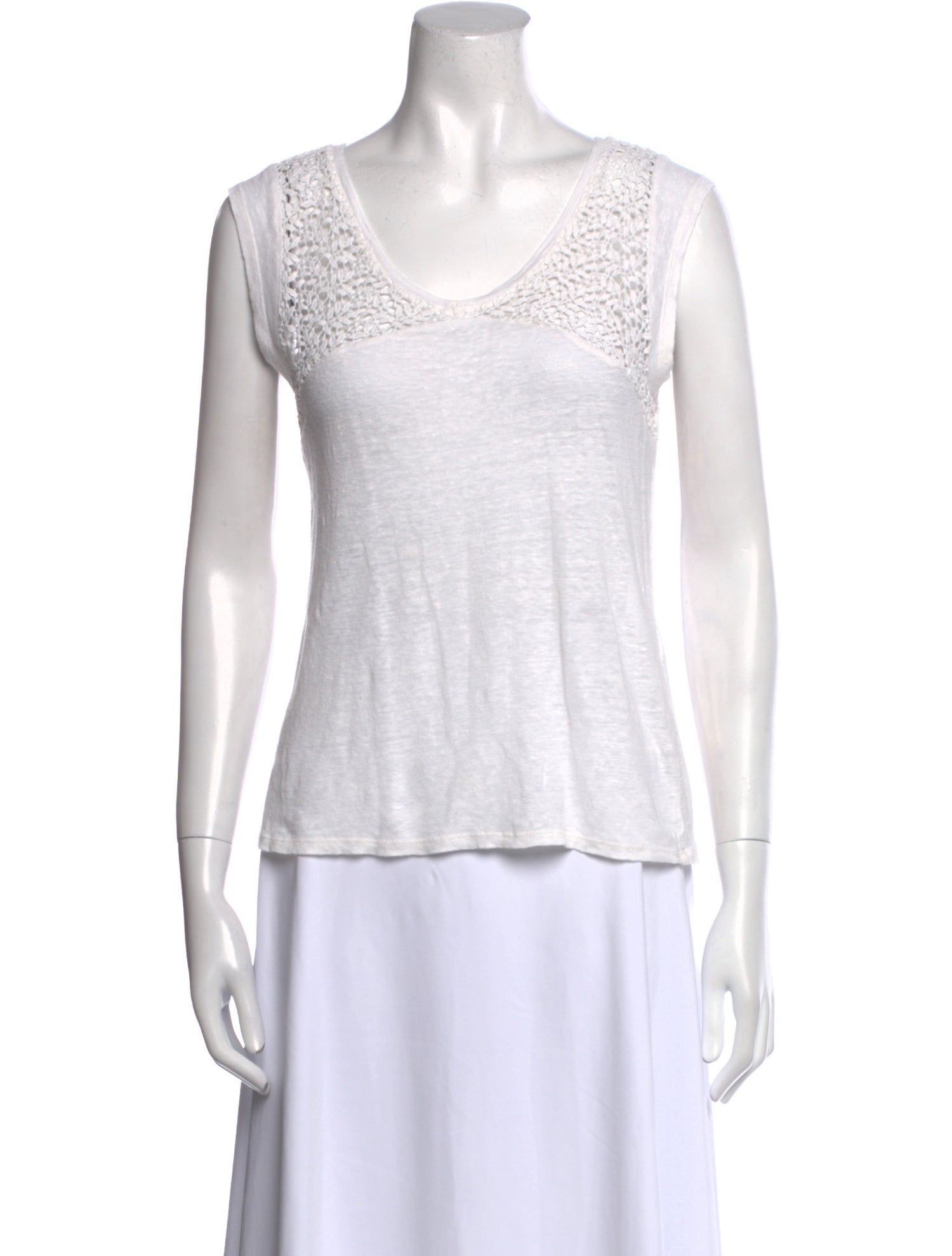 Maje Linen Scoop Neck Top