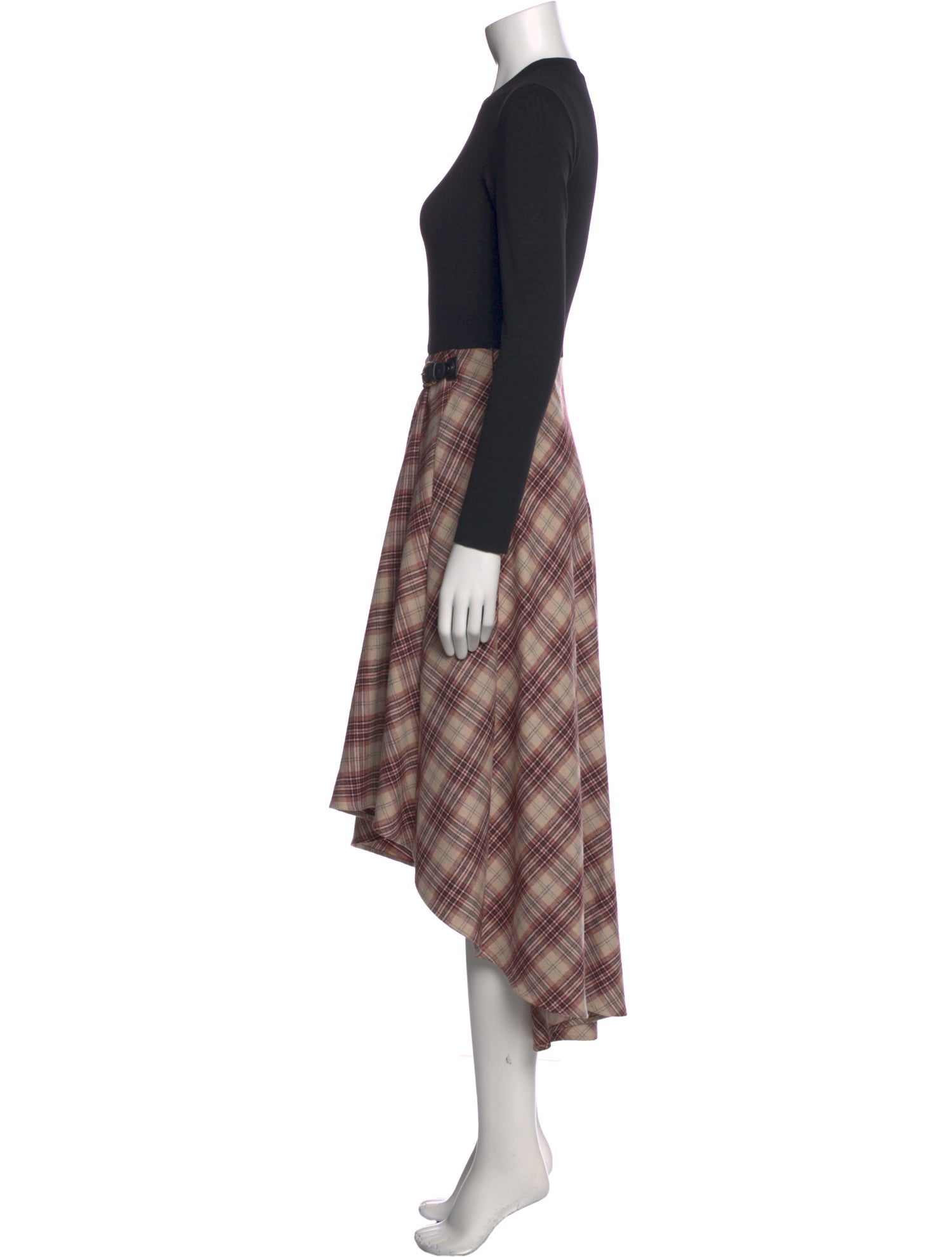 Maje Plaid Print Long Dress