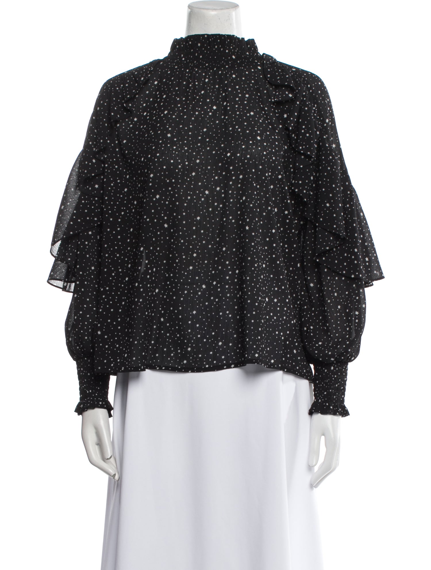 Maje Printed Mock Neck Blouse