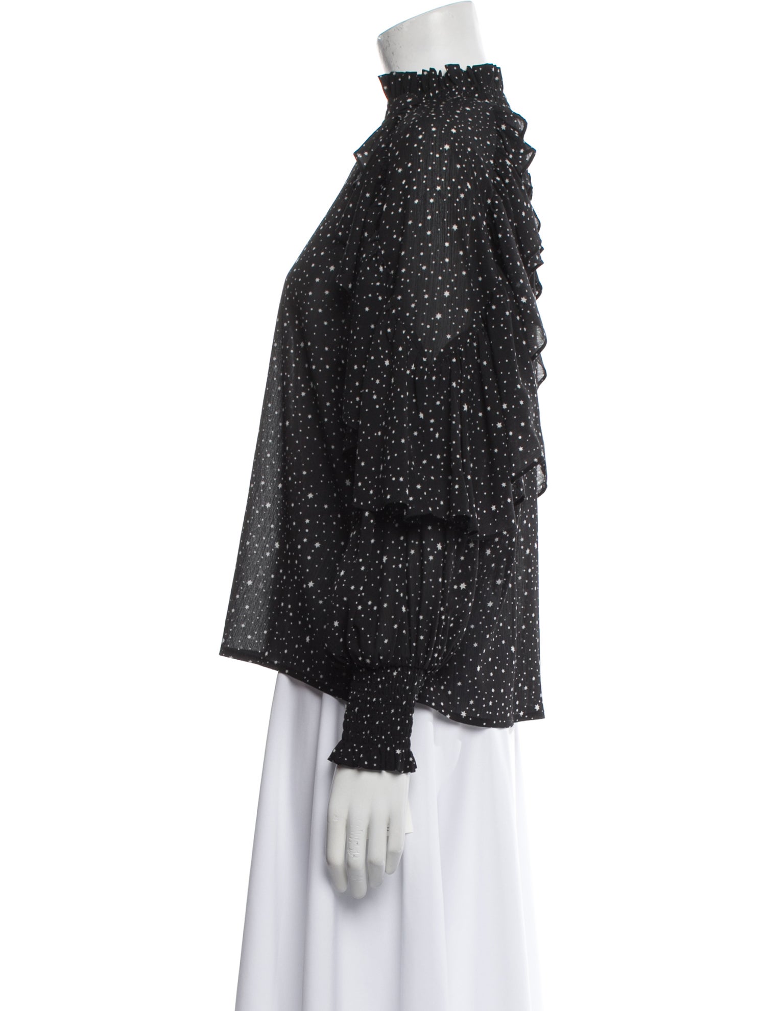 Maje Printed Mock Neck Blouse