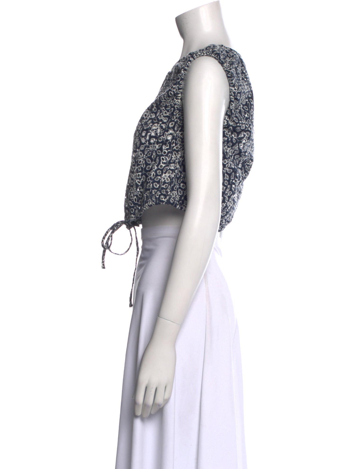 Maje Floral Print Scoop Neck Crop Top