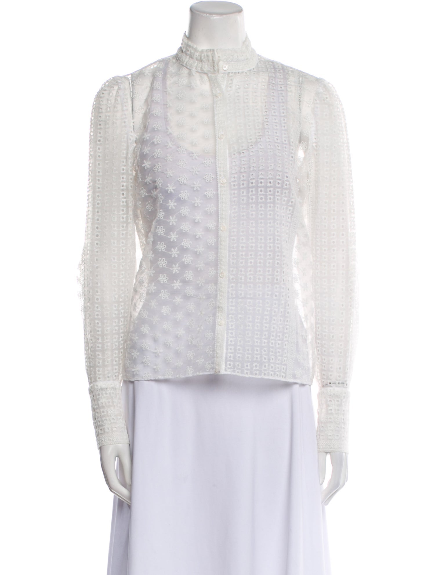 Maje Lace Pattern Mock Neck Top