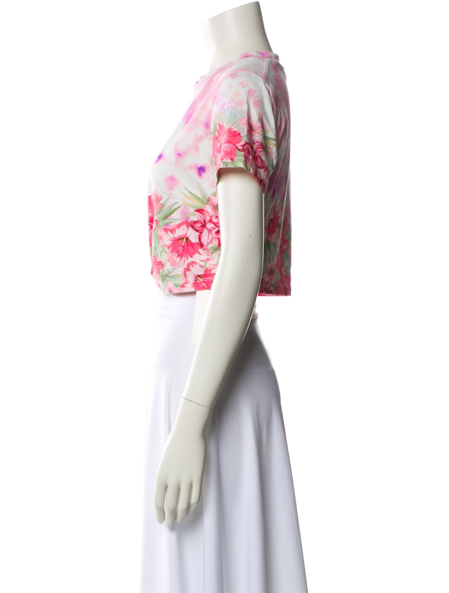 Maje Floral Print Crew Neck Crop Top