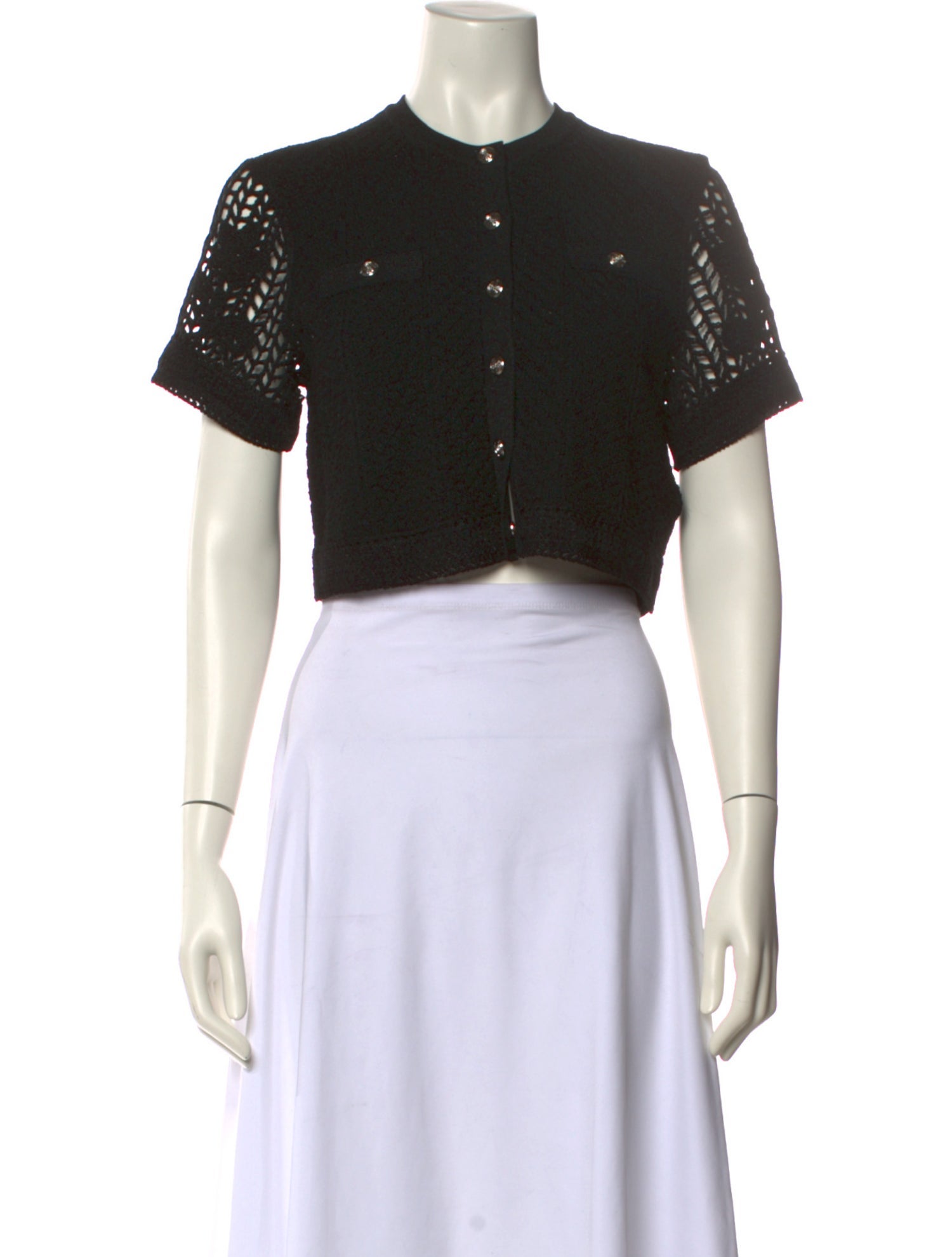 Maje Crew Neck Short Sleeve Crop Top