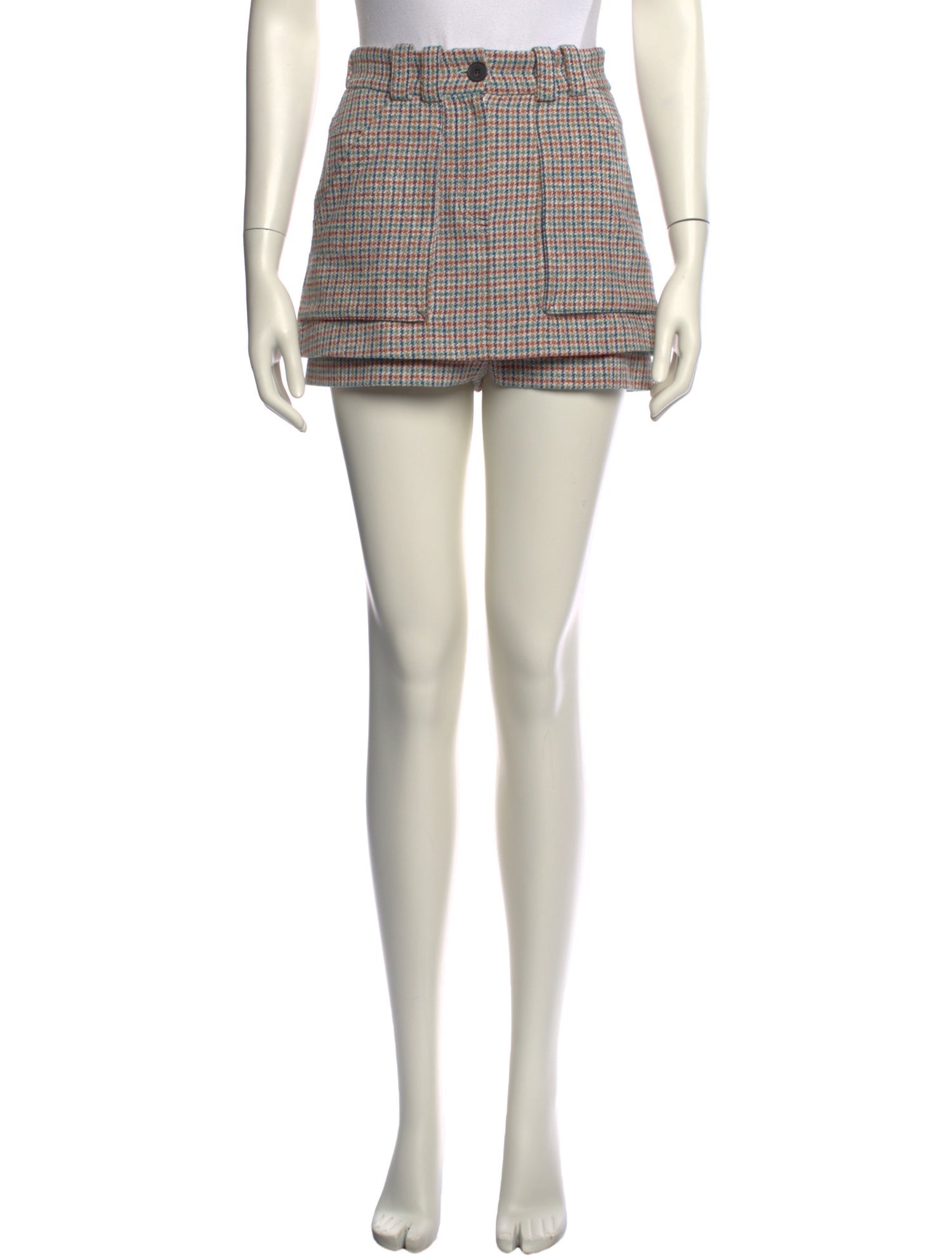 Maje Plaid Print Mini Shorts