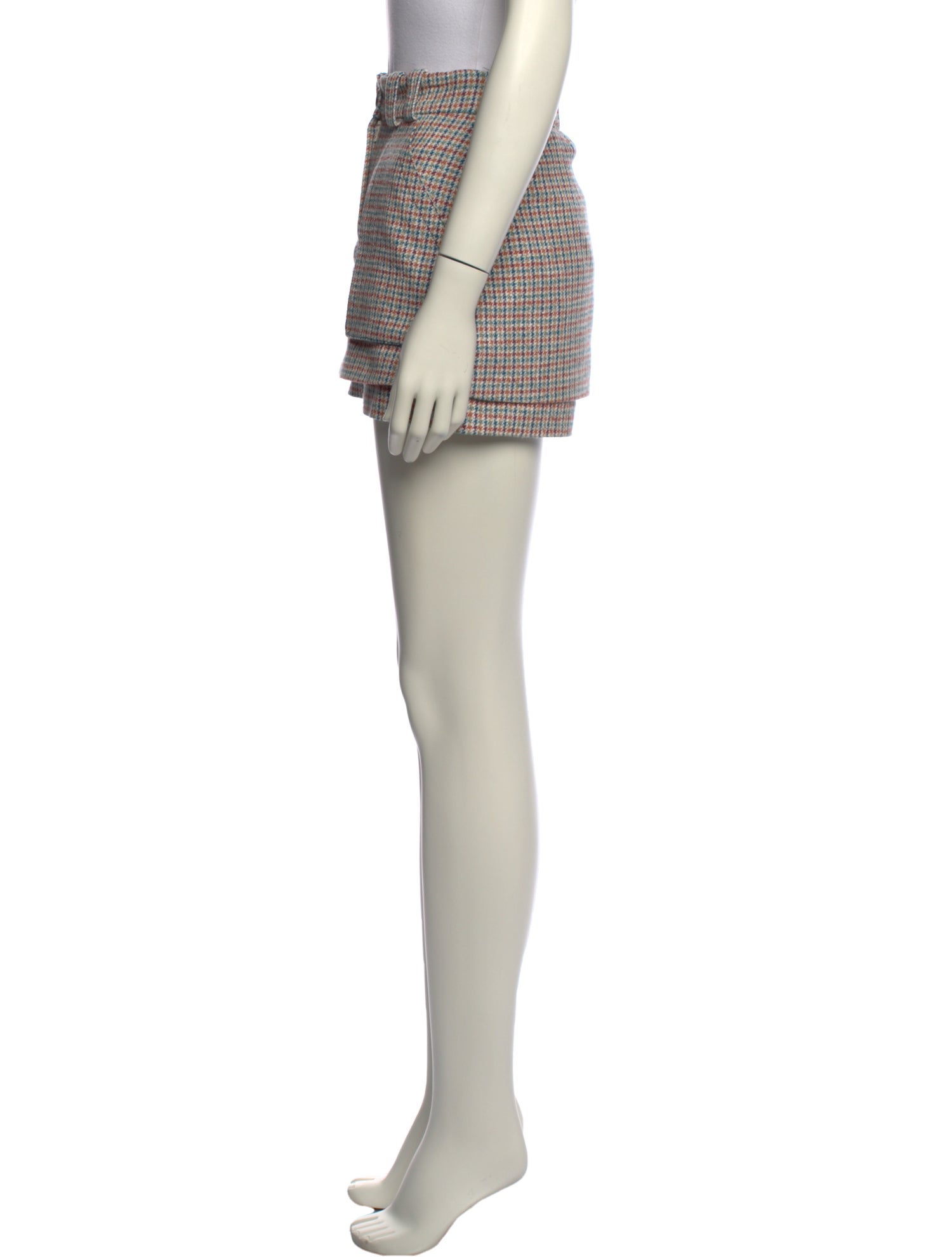 Maje Plaid Print Mini Shorts