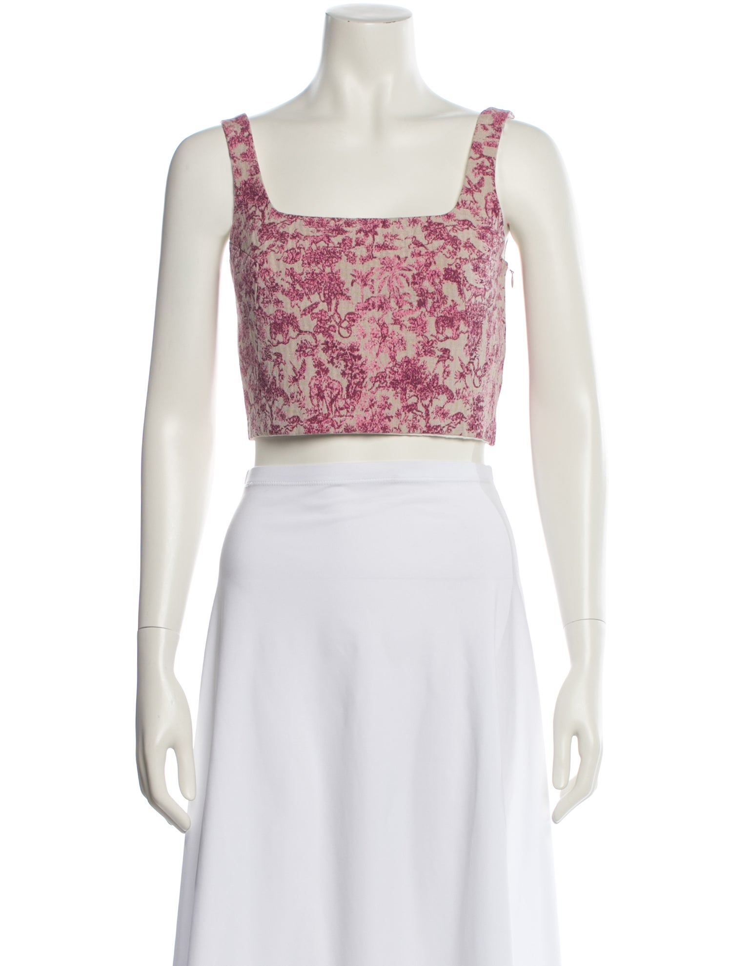 Maje Floral Print Square Neckline Crop Top