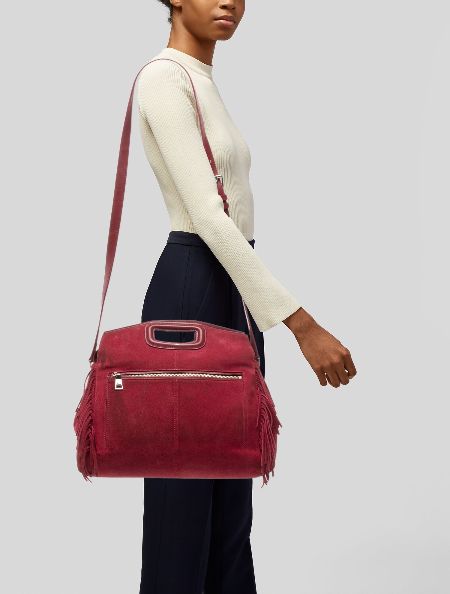 Maje Suede Top Handle Bag