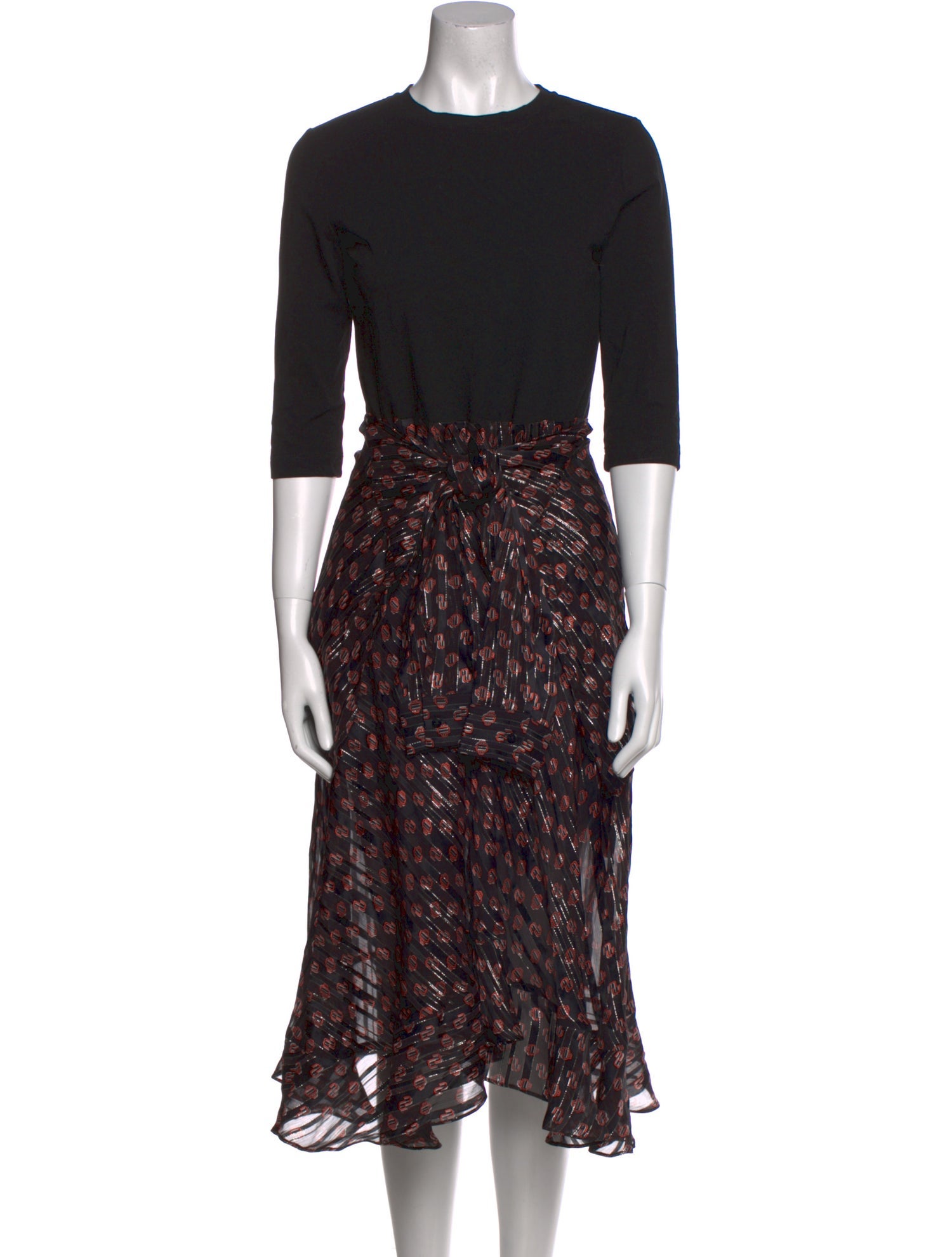 Maje Printed Midi Length Dress