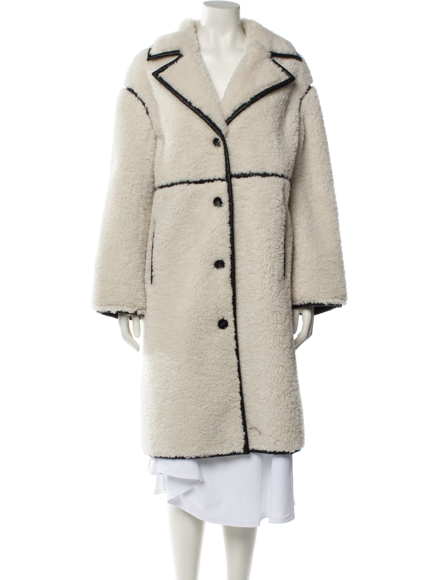 Maje Striped Faux Fur Coat