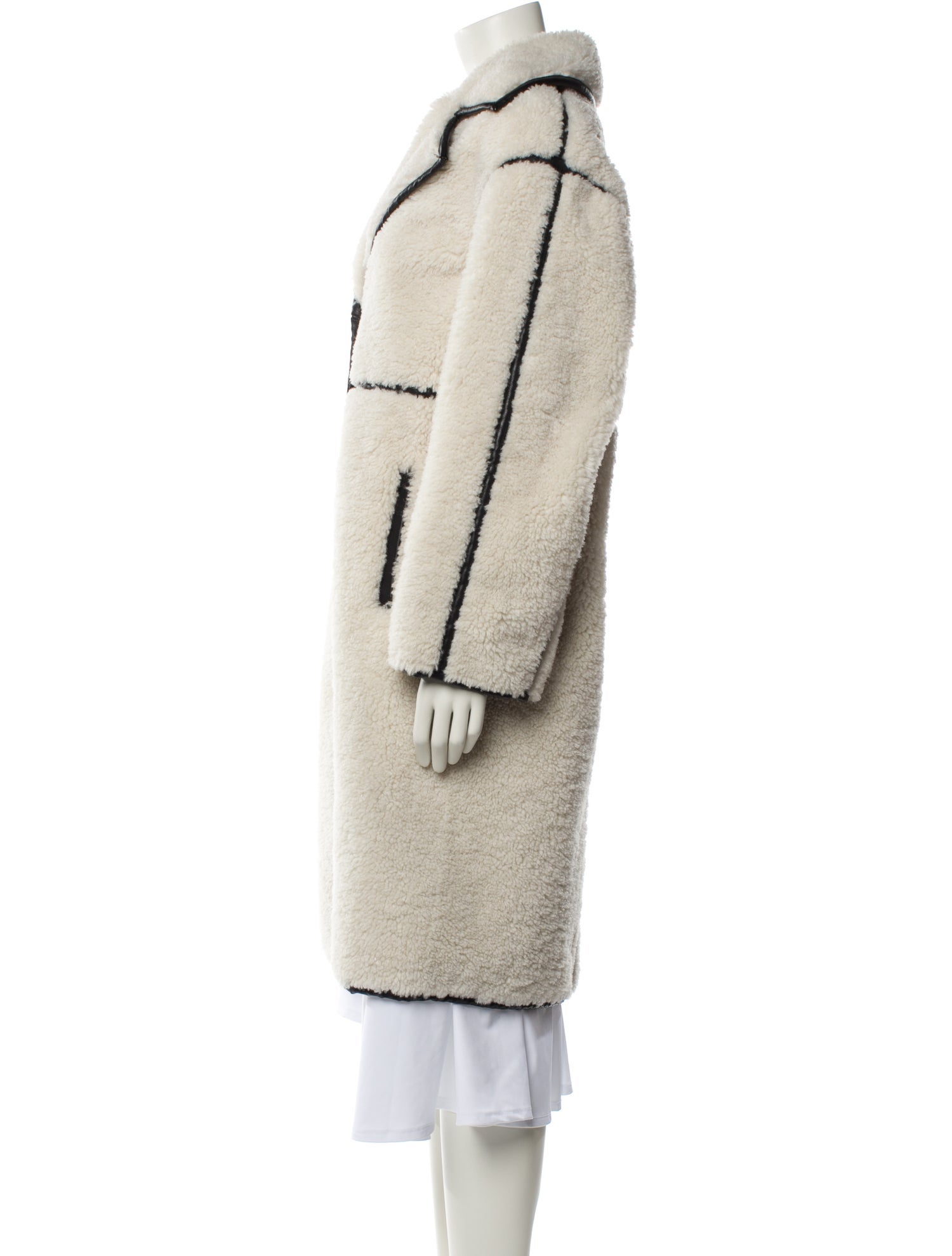 Maje Striped Faux Fur Coat