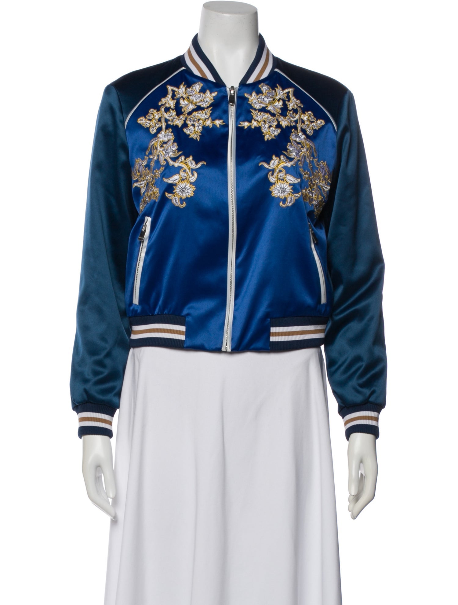 Maje Floral Print Bomber Jacket