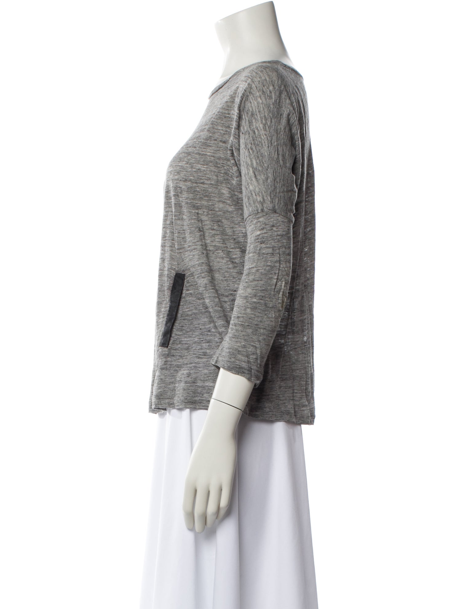 Maje Linen Bateau Neckline T-Shirt