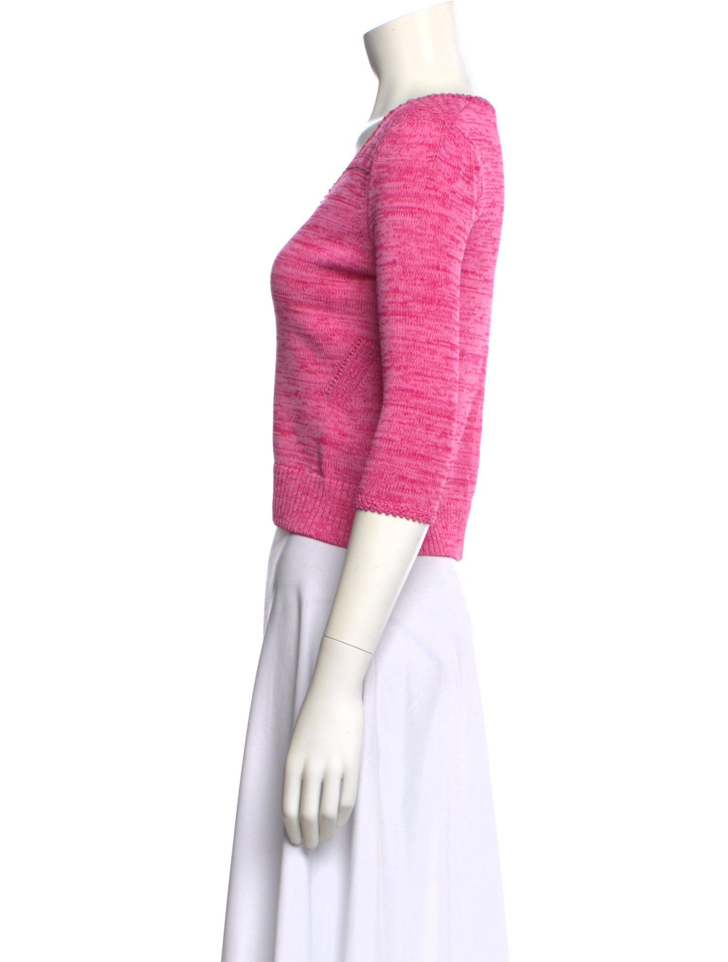 Maje V-Neck Three-Quarter Sleeve Crop Top