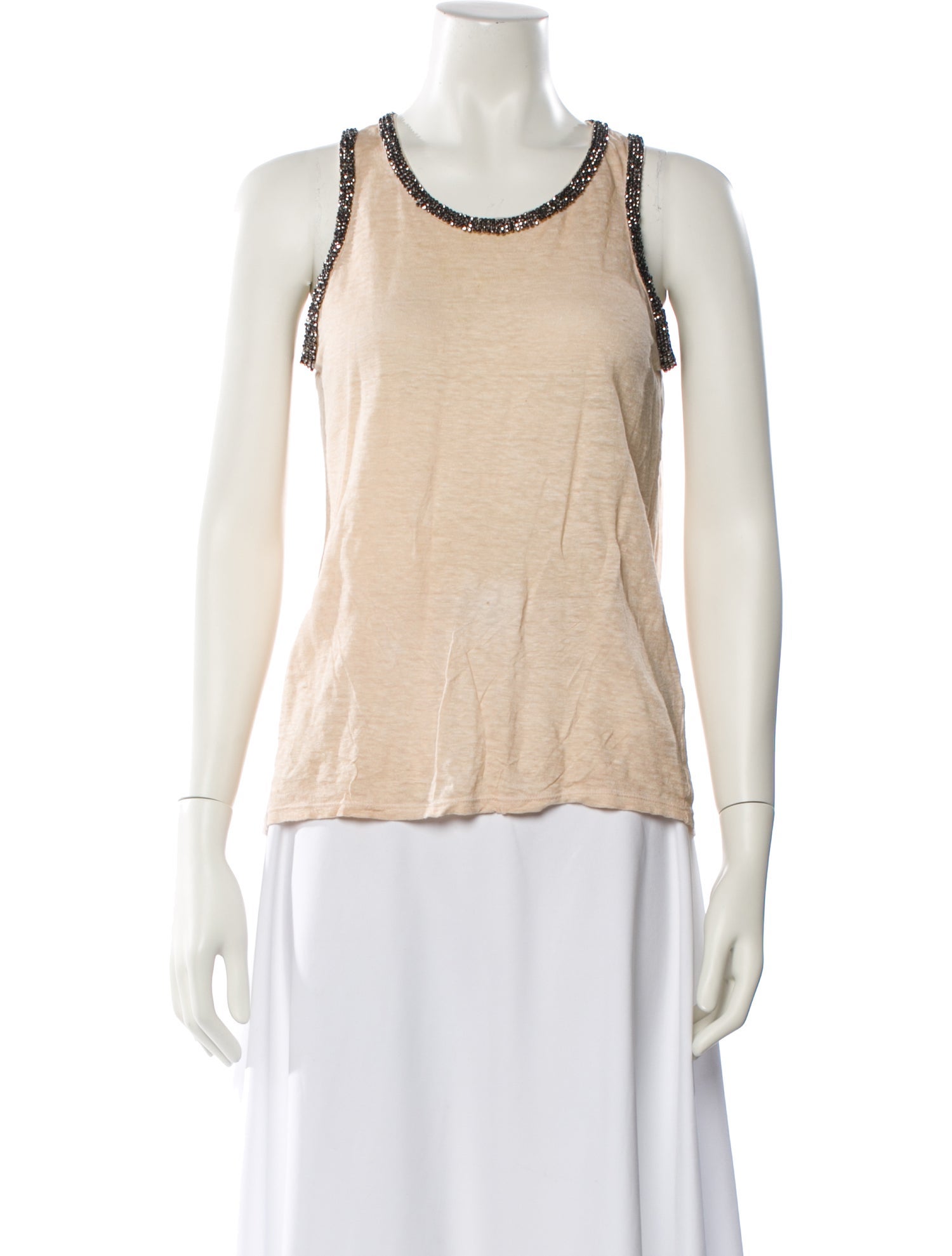 Maje Linen Scoop Neck Top