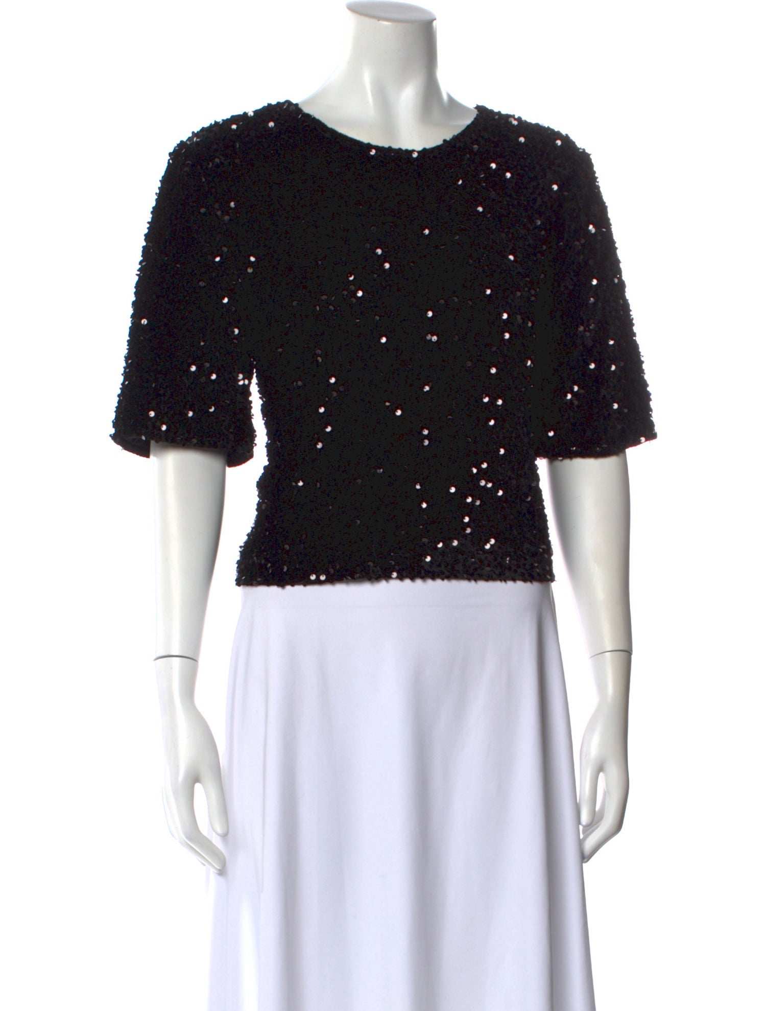 Maje Crew Neck Short Sleeve Crop Top