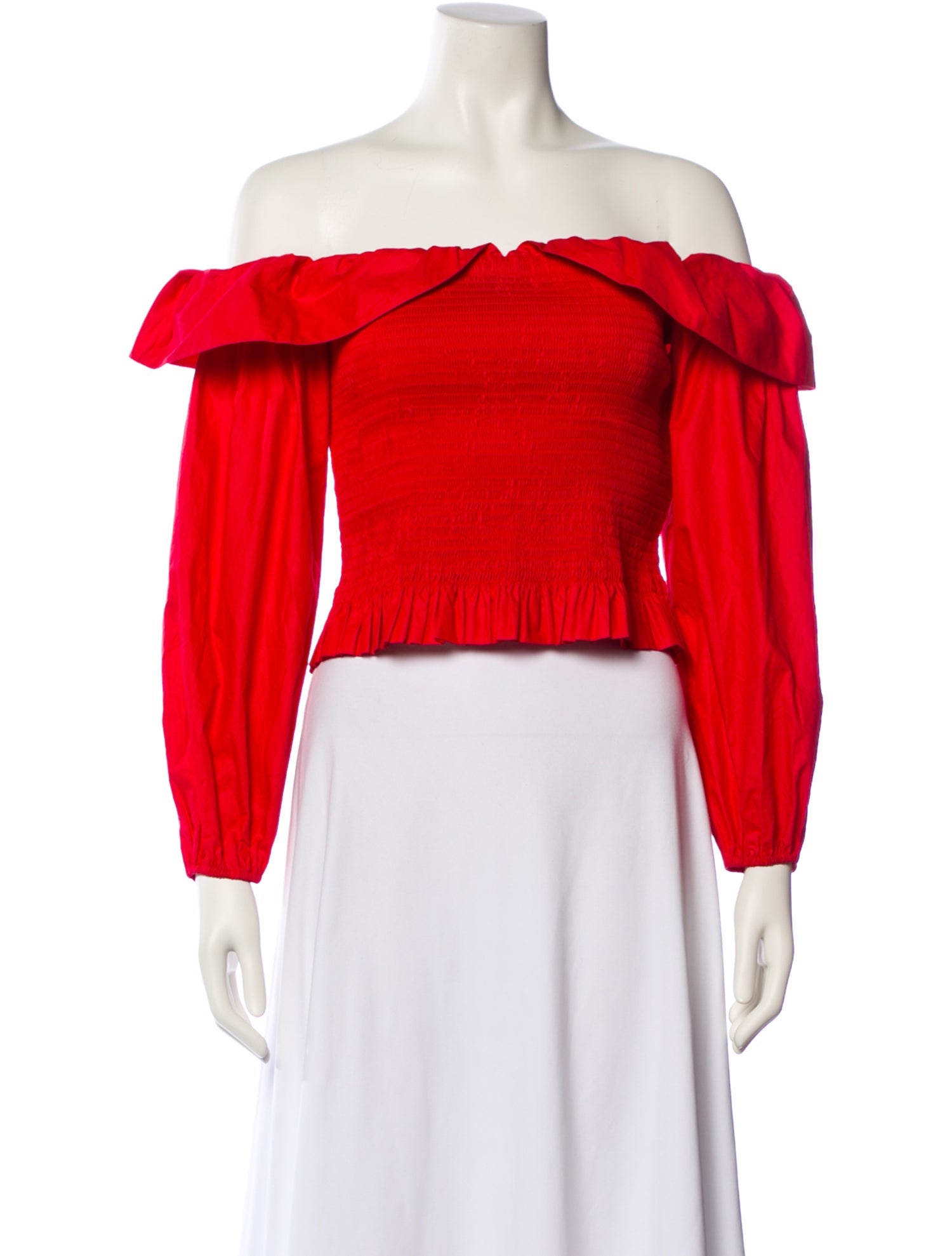 Maje Off-The-Shoulder Long Sleeve Crop Top