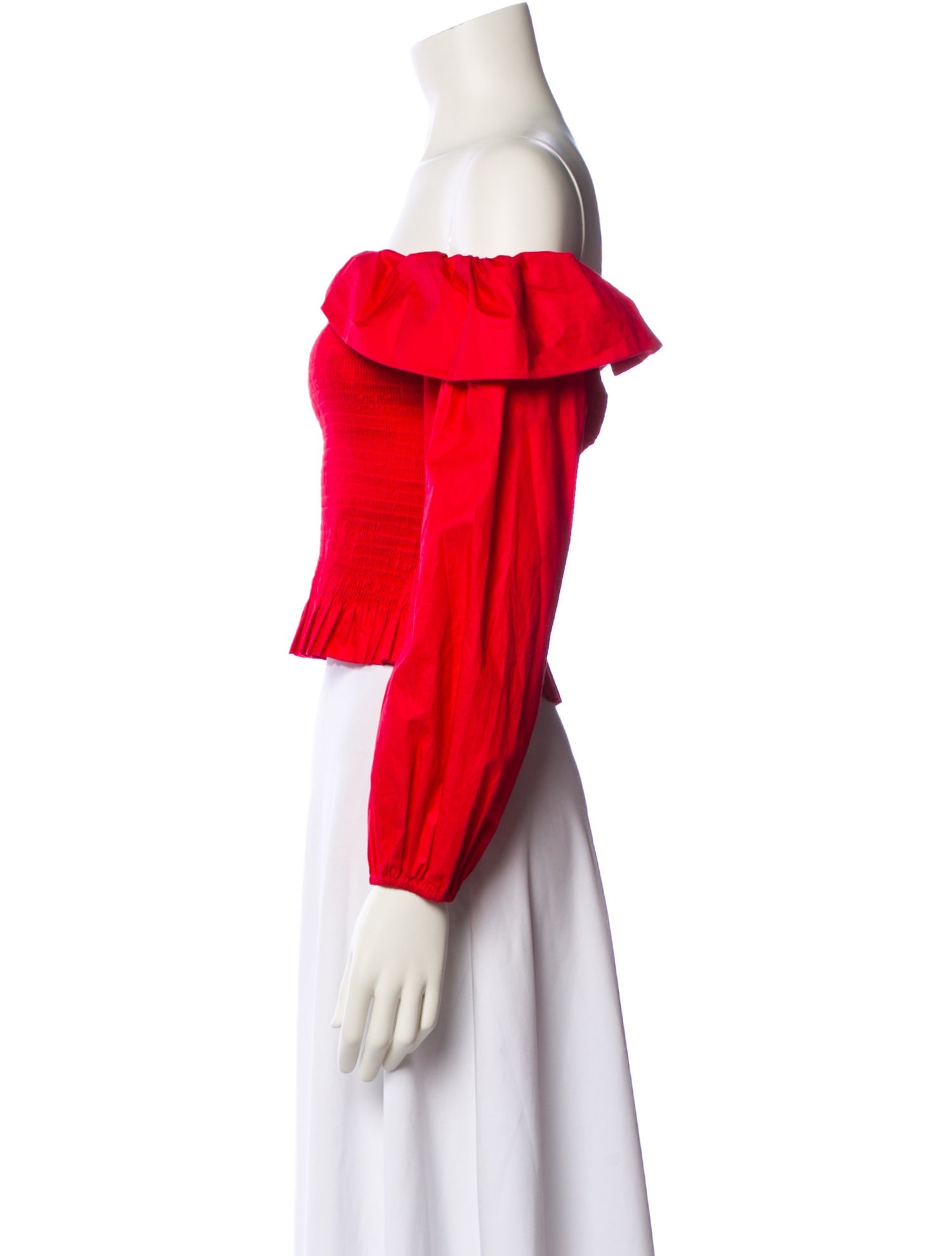 Maje Off-The-Shoulder Long Sleeve Crop Top