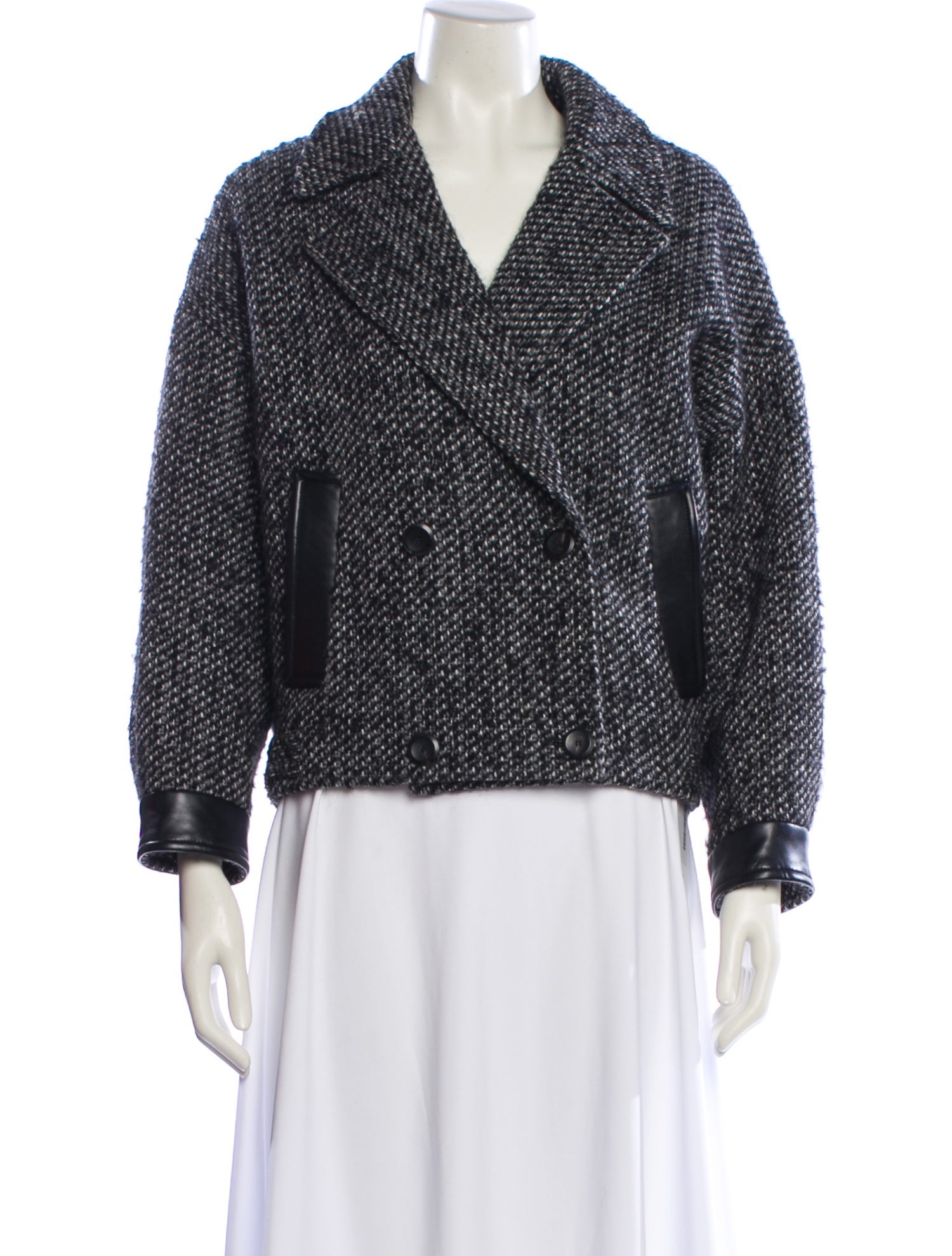 Maje Tweed Pattern Biker Jacket