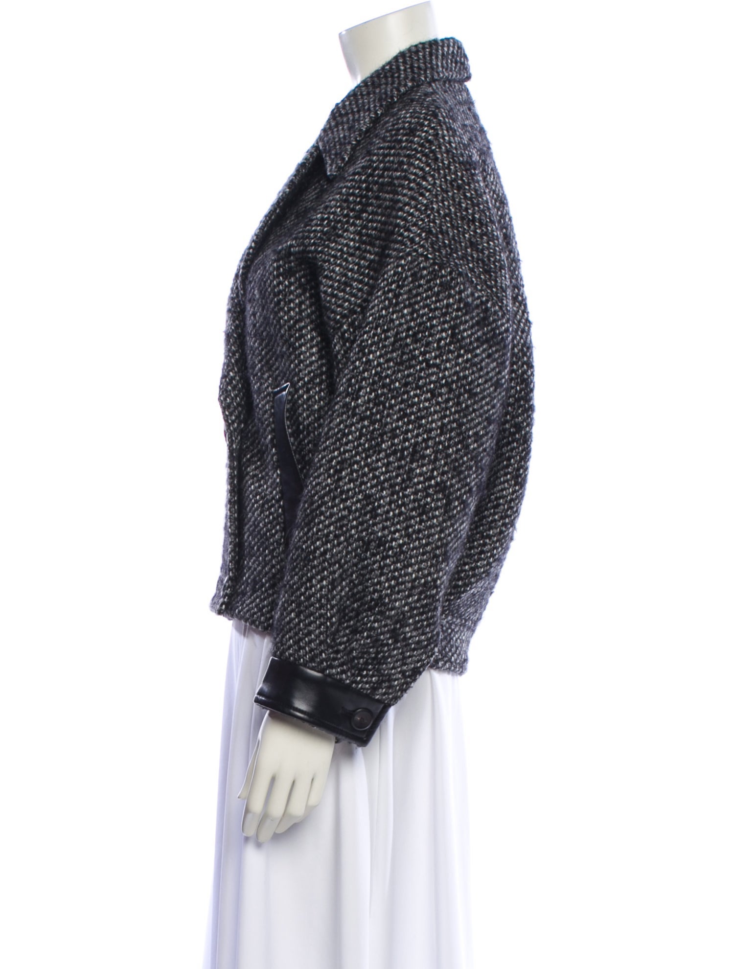 Maje Tweed Pattern Biker Jacket