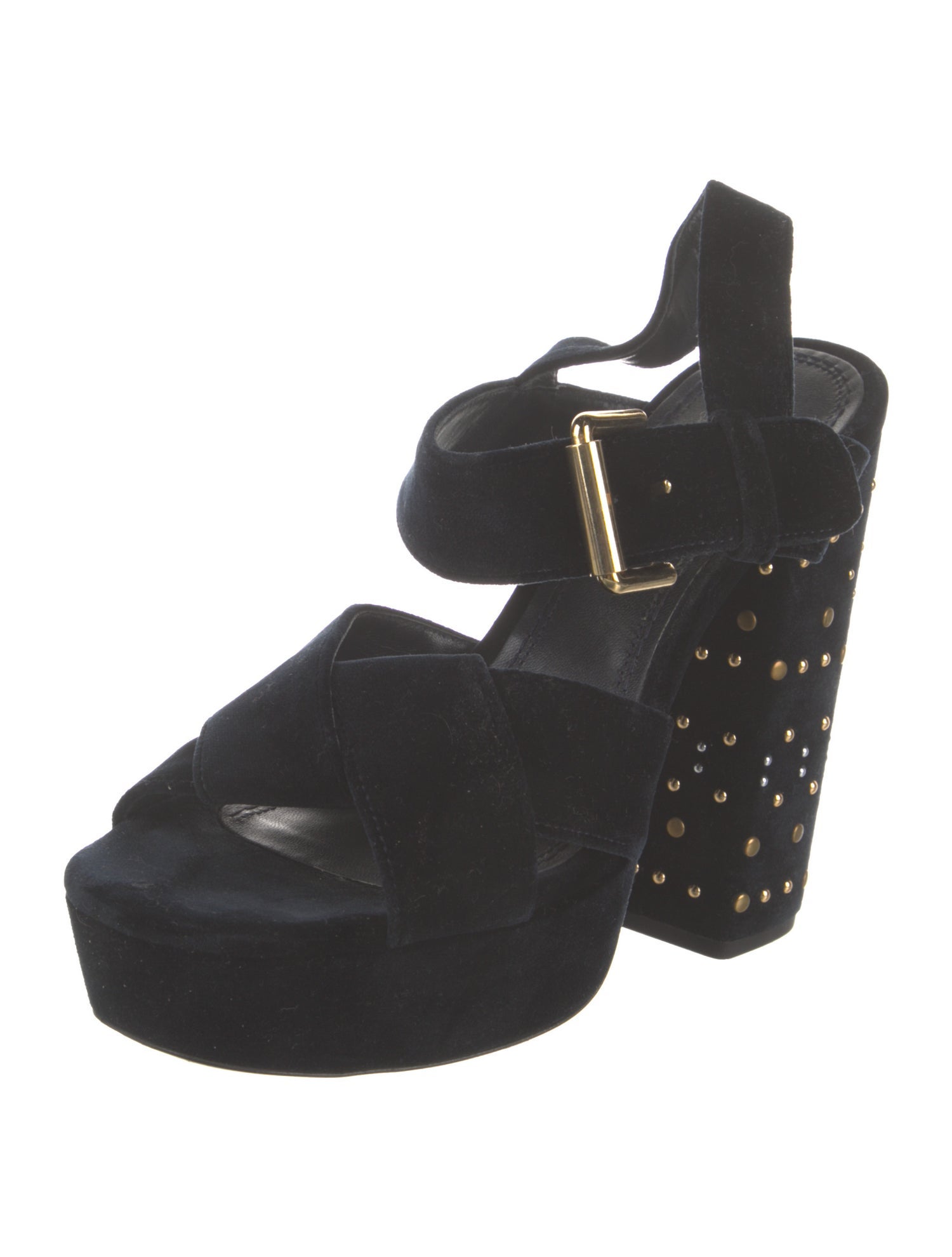 Maje Velvet Studded Accents Slingback Sandals