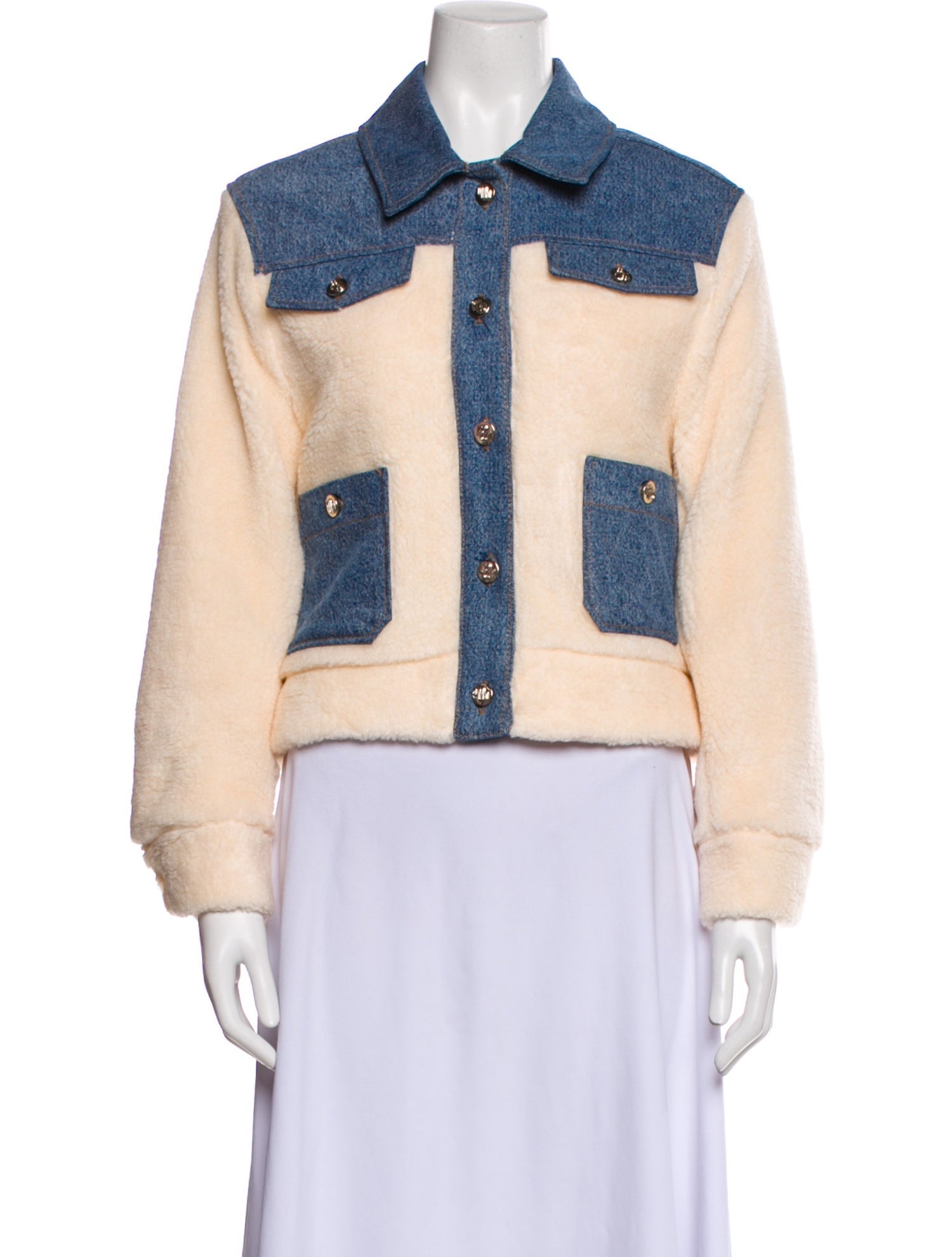 Maje Colorblock Pattern Denim Jacket w/ Tags