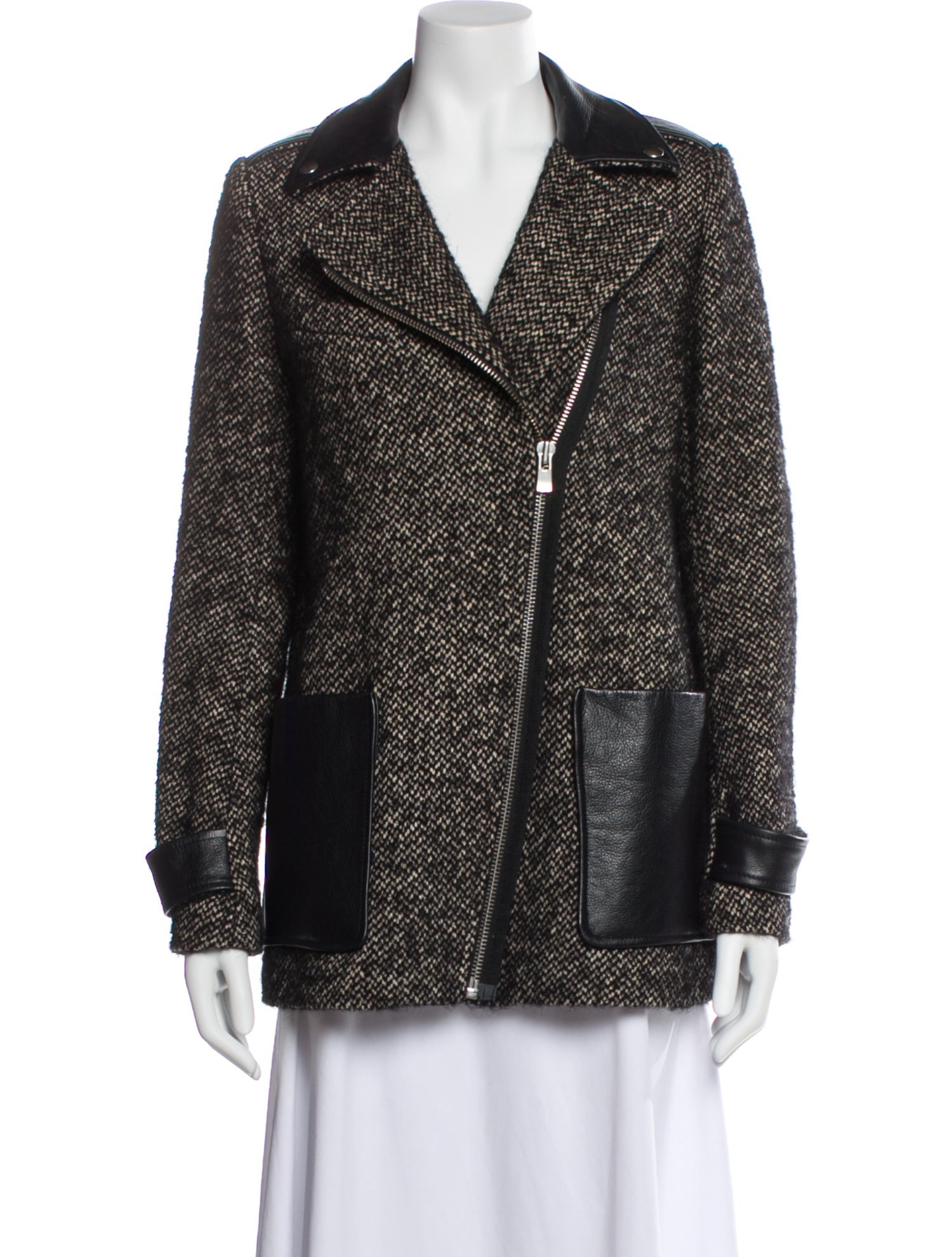 Maje Virgin Wool Tweed Pattern Blazer