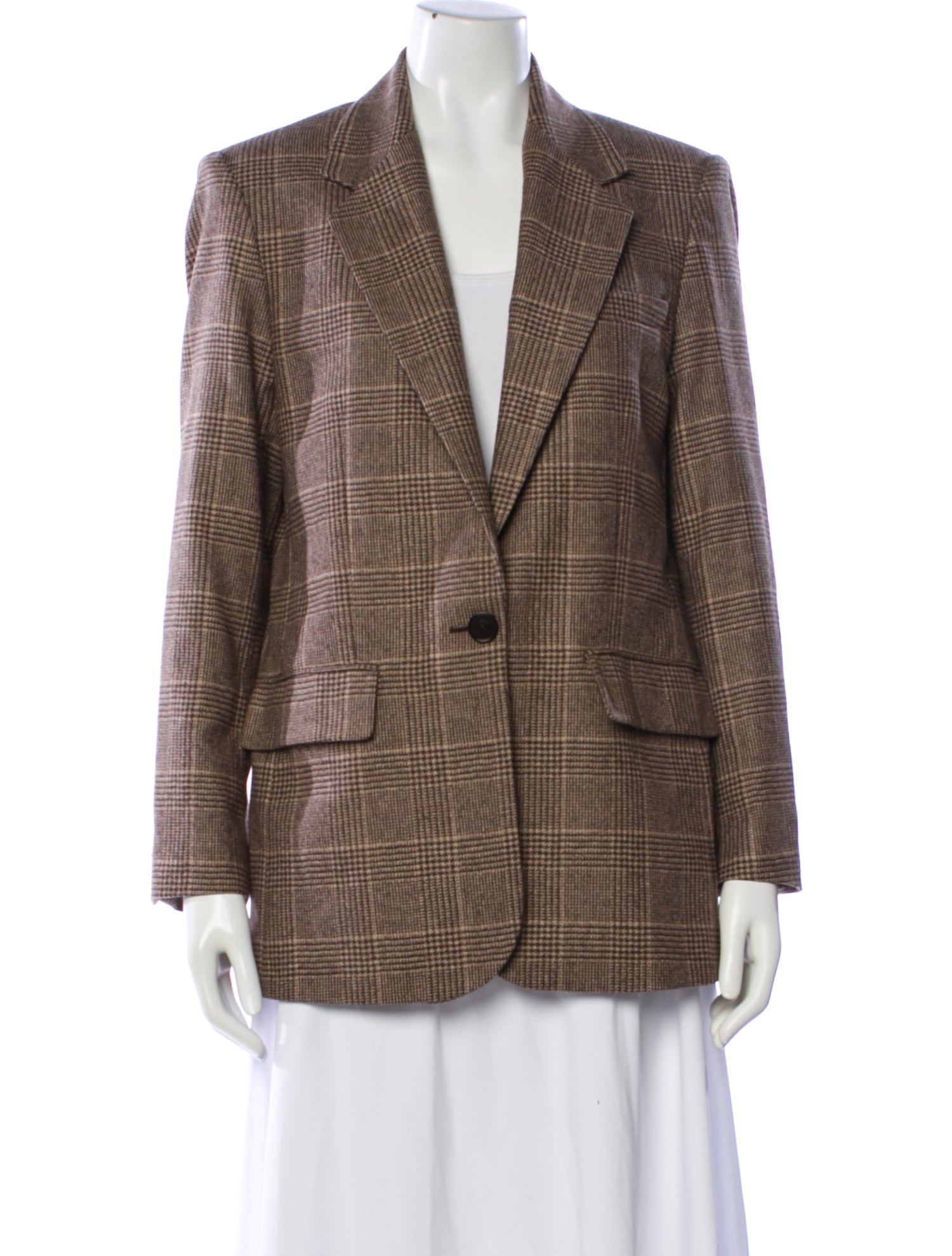 Maje Plaid Print Blazer