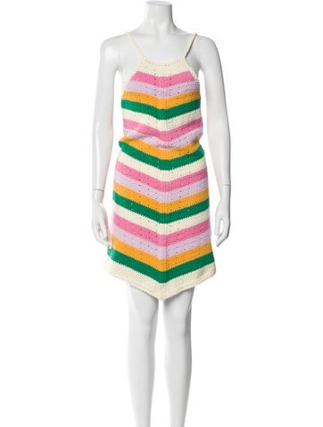 Pre-owned Maje Striped Mini Dress W/ Tags In Neutral