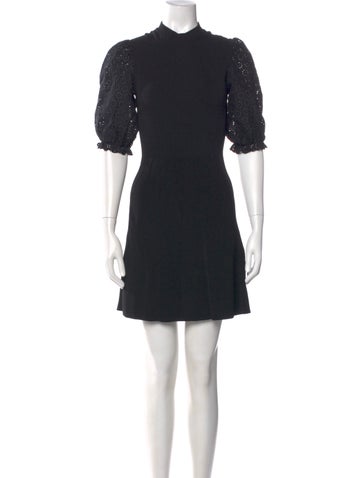 Pre-owned Maje Mock Neck Mini Dress In Black