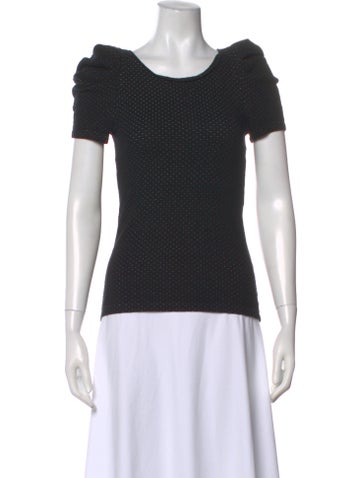 Pre-owned Maje Polka Dot Print Crew Neck T-shirt In Black