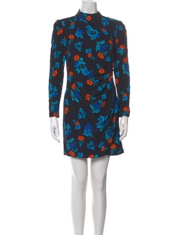 Pre-owned Maje Floral Print Mini Dress In Blue