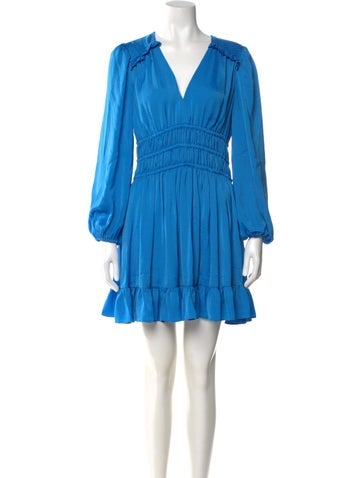 Pre-owned Maje V-neck Mini Dress In Blue