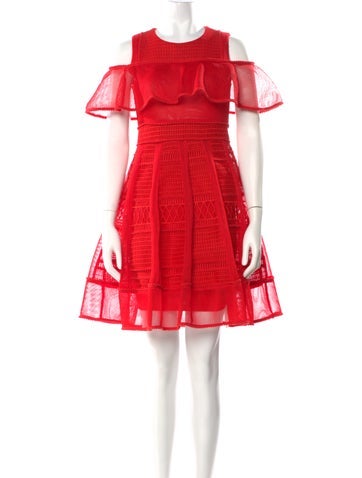 Pre-owned Maje Lace Pattern Mini Dress In Red