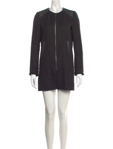 Pre-owned Maje Crew Neck Mini Dress In Gray