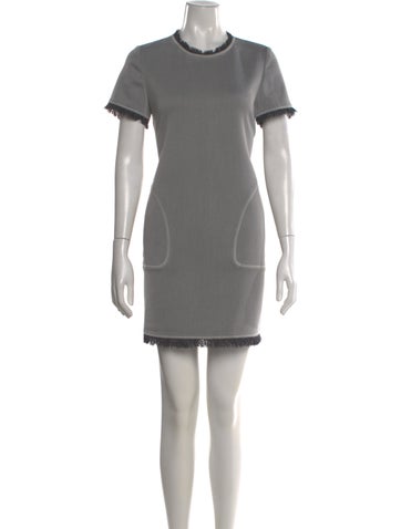 Pre-owned Maje Crew Neck Mini Dress In Blue