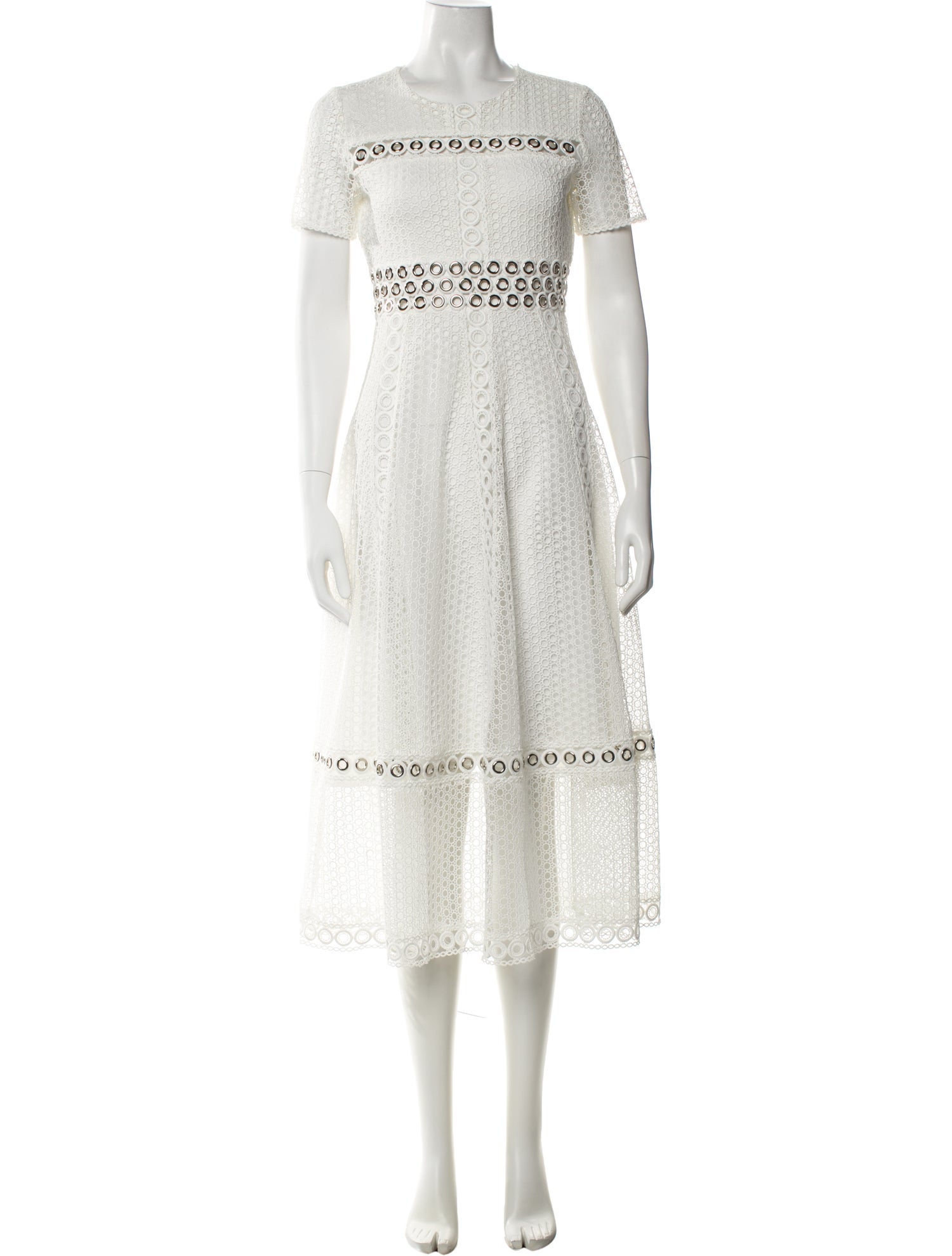 Maje Lace Pattern Midi Length Dress - White Dresses, Clothing - W2M182480 |  The RealReal