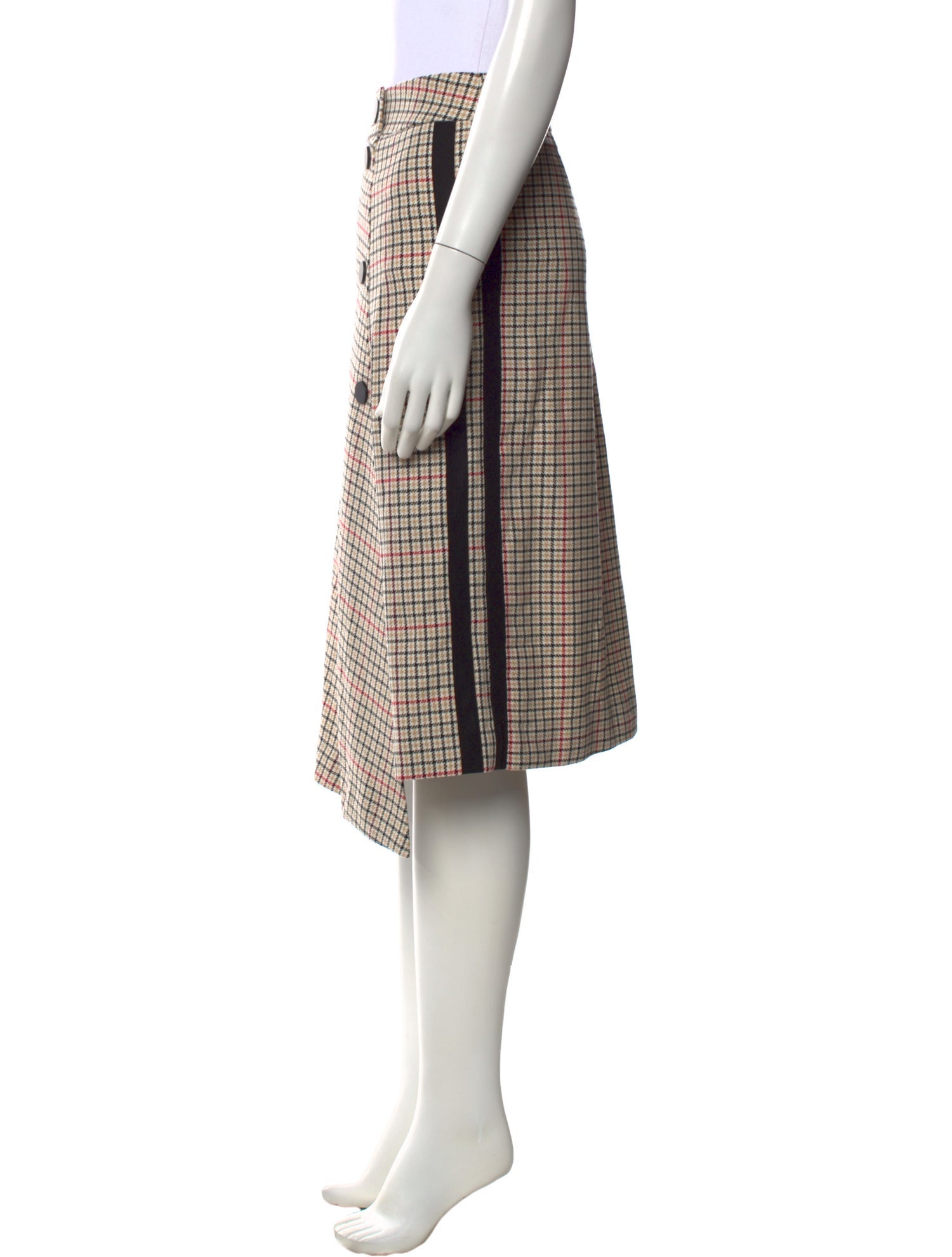 Maje Plaid Print Midi Length Skirt