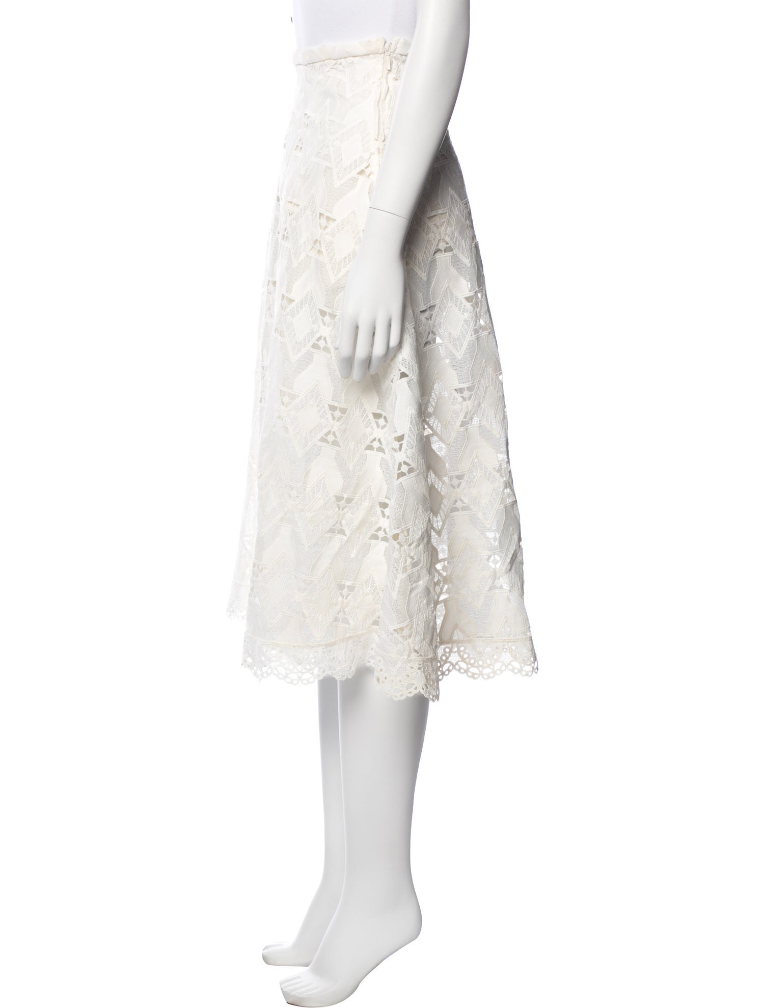 Maje Lace Pattern Midi Length Skirt
