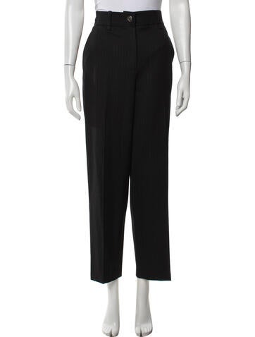 Pre-owned Maje Striped Straight Leg Pants In Black