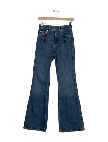 Pre-owned Maje High-rise Flared Jeans In Blue