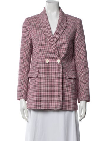 Pre-owned Maje Plaid Print Blazer In White