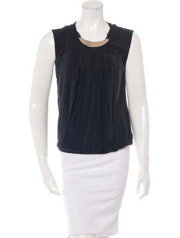 Maje Brass-Accented Silk Top