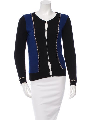 Maje Chain-Link Colorblock Cardigan