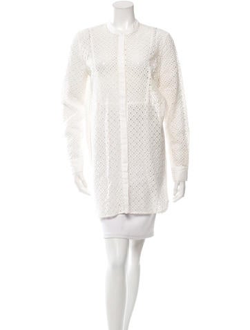 Maje Button-Up Eyelet Dress