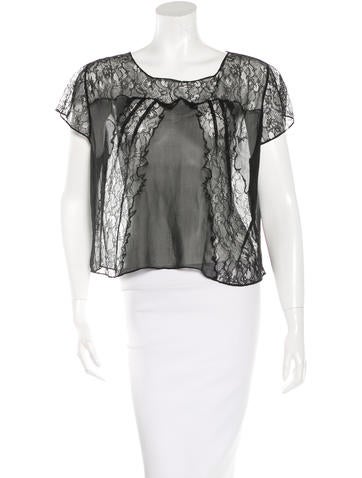 Maje Lace-Trimmed Sheer Top