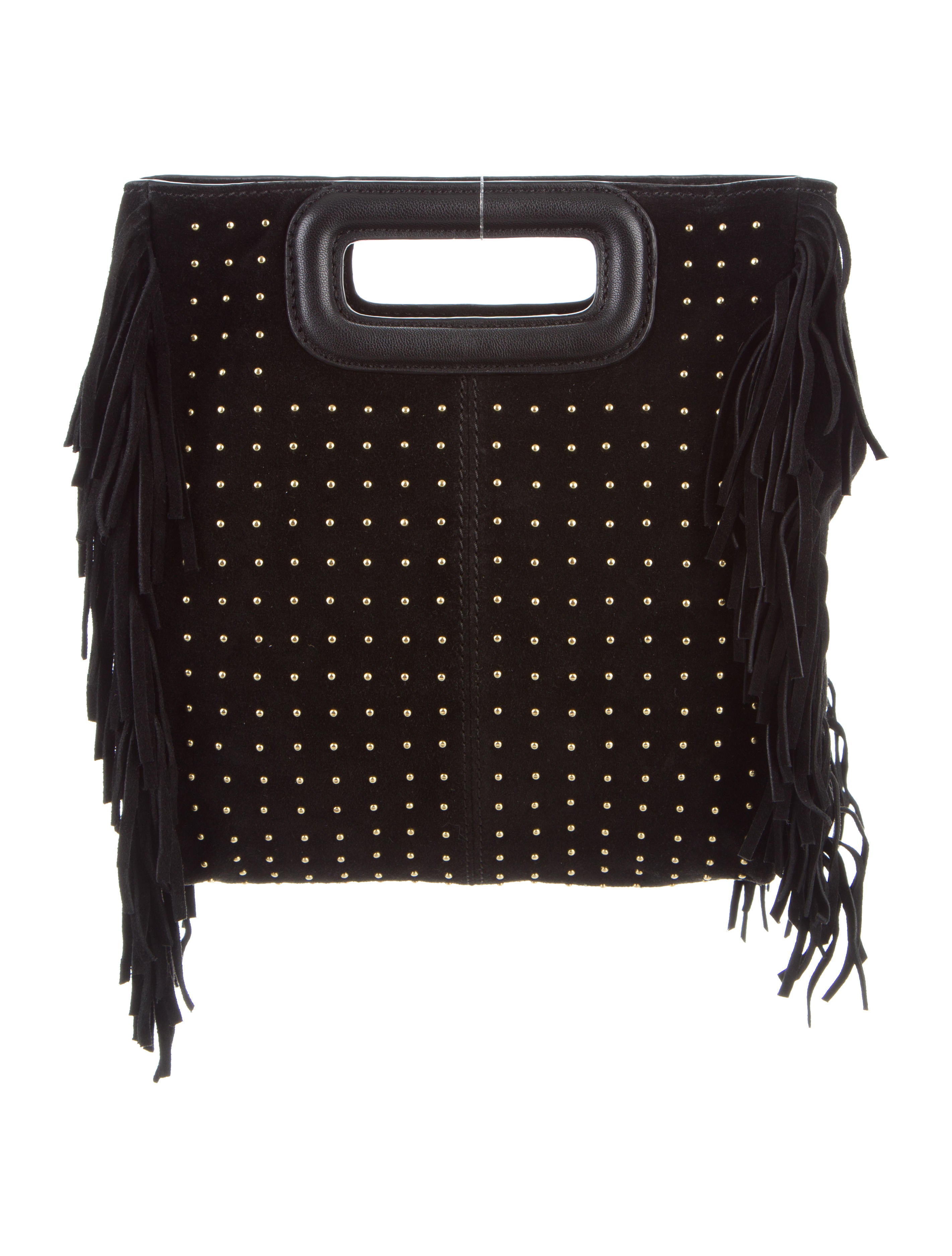 Maje Fringe & Studded Suede Satchel Handbags W2M26601 The RealReal