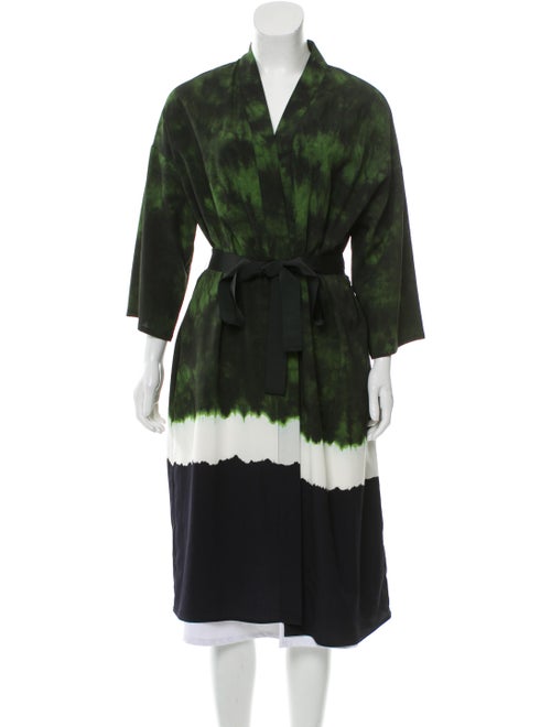 Maje Tie-Dye Print Plunge Neckline Sweater Green