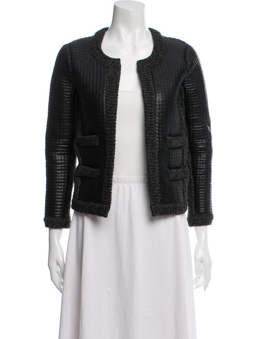 Maje Lightweight Faux Leather Cardigan Grey