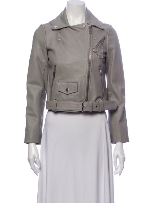 Maje Calf Leather Biker Jacket w/ Tags Grey